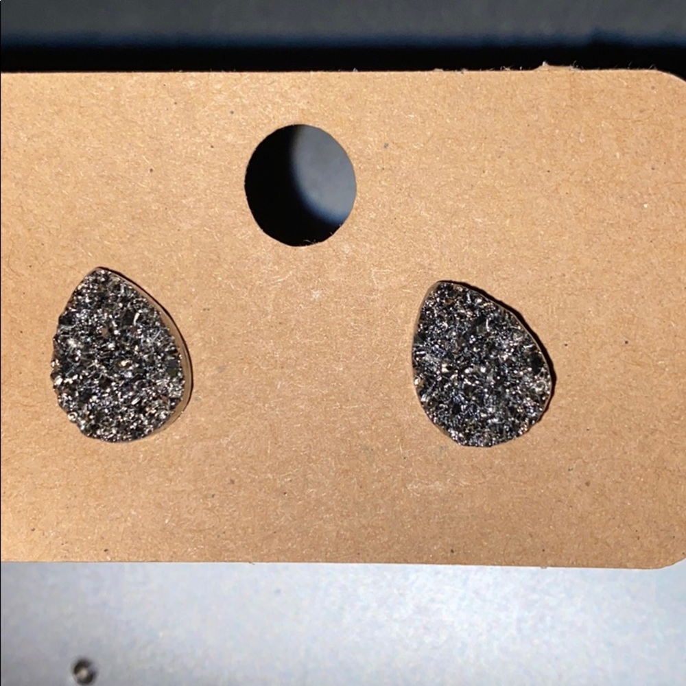 Silver druzy studs